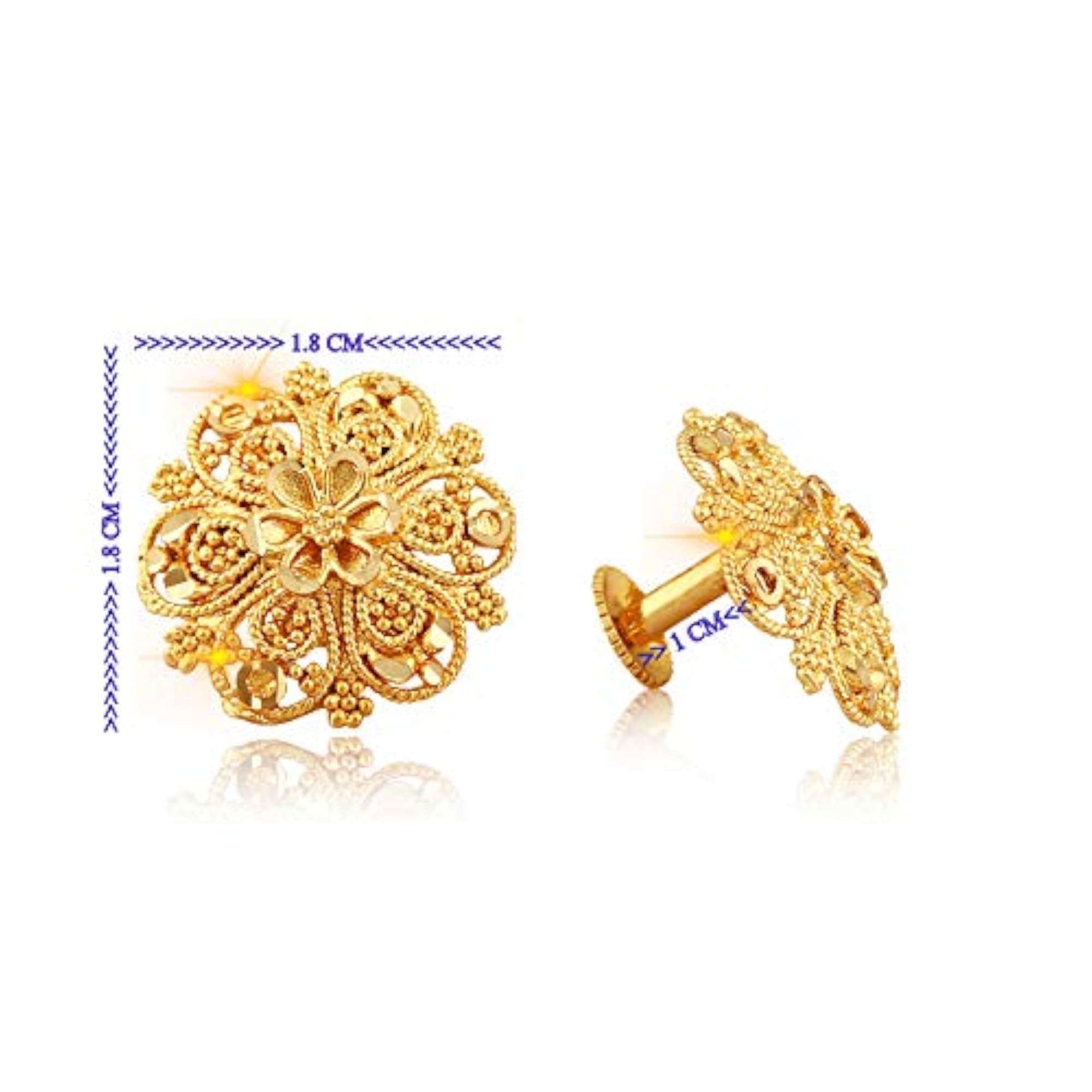 Plated Flower Stud Earrings, Elegant Design